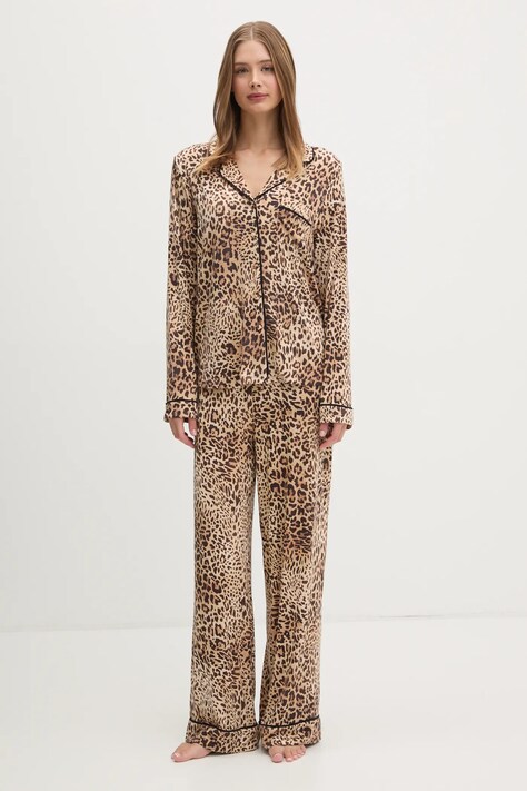 Guess pijama SASHA femei, culoarea maro, bumbac, O5RX08 KCIN2