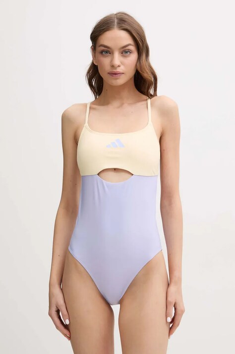 Jednodílné plavky adidas X-BACK CB SUIT fialová barva, mírně vyztužený košík, JE4370