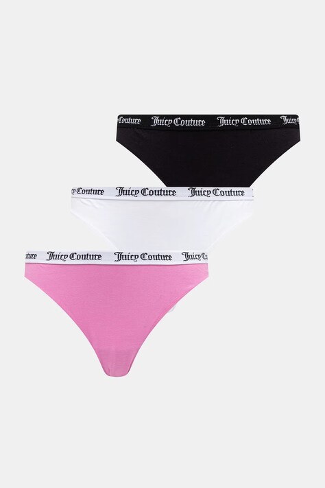Juicy Couture nohavičky dámske bavlnené s elastanom DIDDY BRIEF PK 3-pak ružové JCLBR224572