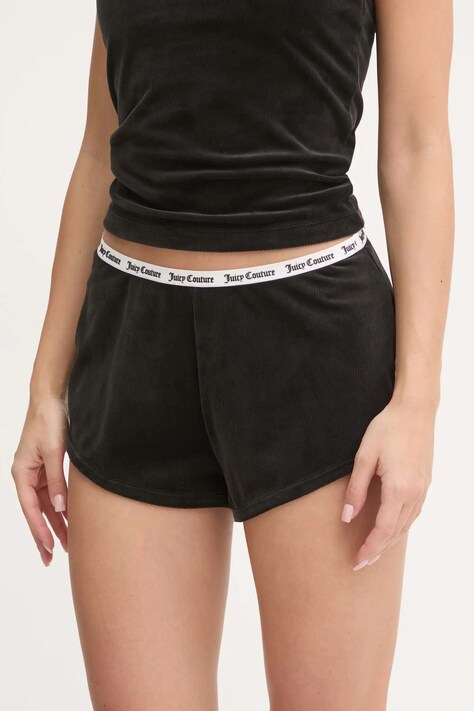 Піжамні шорти Juicy Couture AUSTYN RIB VELOUR SHORTY жіночі колір чорний JCLHS125502