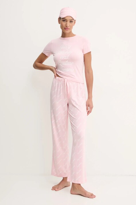 Juicy Couture pijama JUICY WISHES SHORTSLEEVE PYJAMA SET femei, culoarea roz, JCLPJ125663