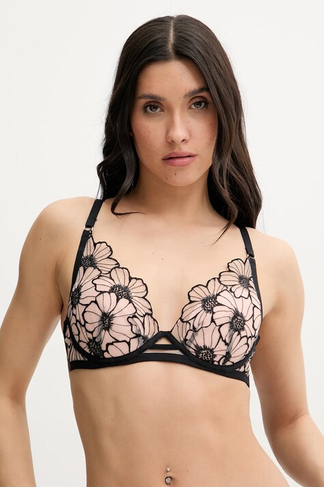 Chantelle sutien culoarea negru, dantela, cu imprimeu, C22ONA