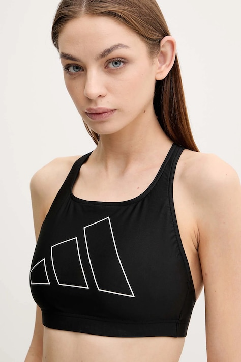 Купальний бюстгальтер adidas Performance Big Bars колір чорний м'яка чашечка JJ2169