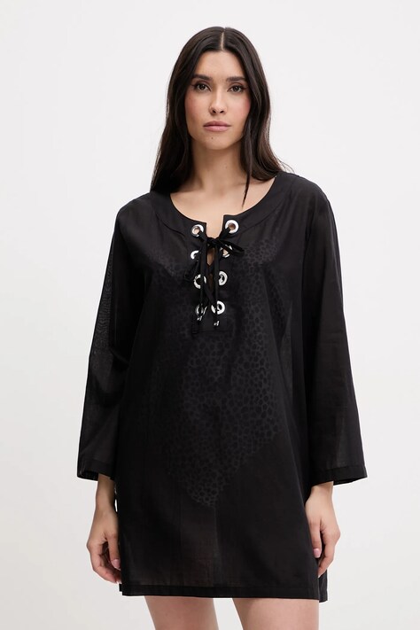 MICHAEL Michael Kors bluză de plajă din bumbac culoarea negru, MM3Q156