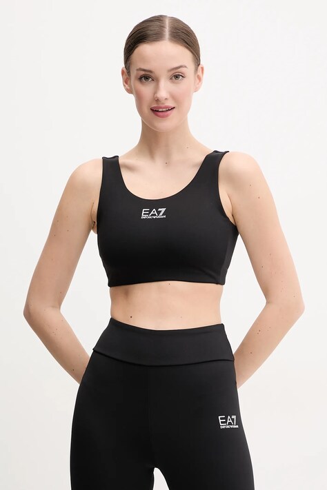 EA7 Emporio Armani sutien sport culoarea negru, neted, AF12625.7W000230