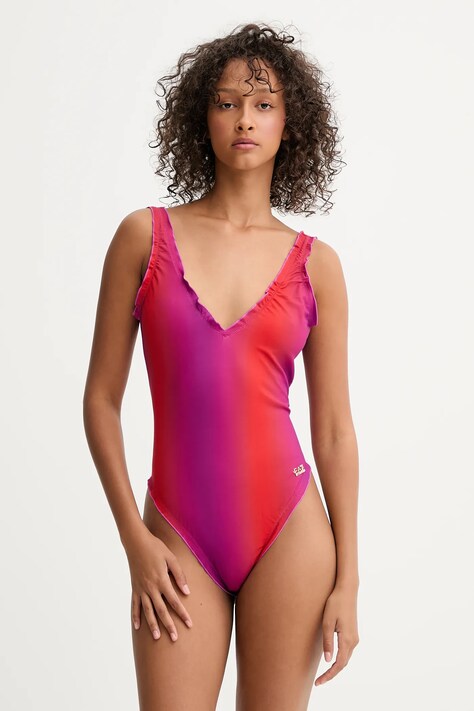 Jednodijelni kupaći kostim EA7 Emporio Armani boja: ružičasta, mekane košarice, AF12212.7W000304