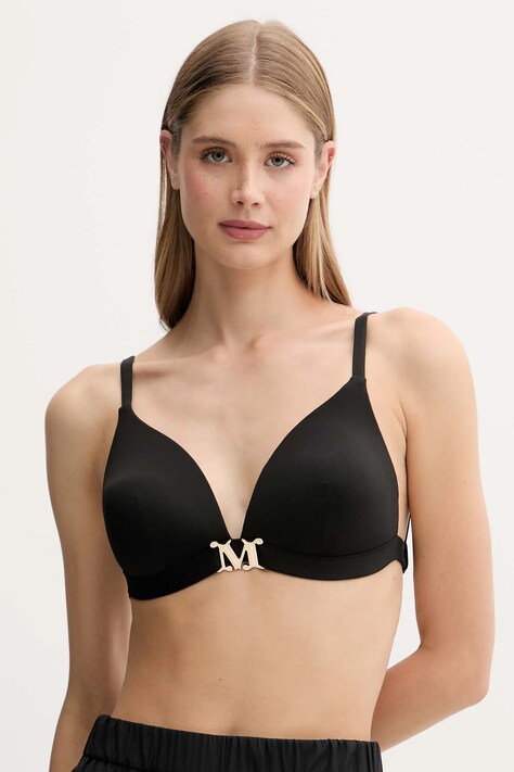 Max Mara Beachwear biustonosz kąpielowy kolor czarny lekko usztywniona miseczka 2516821219600