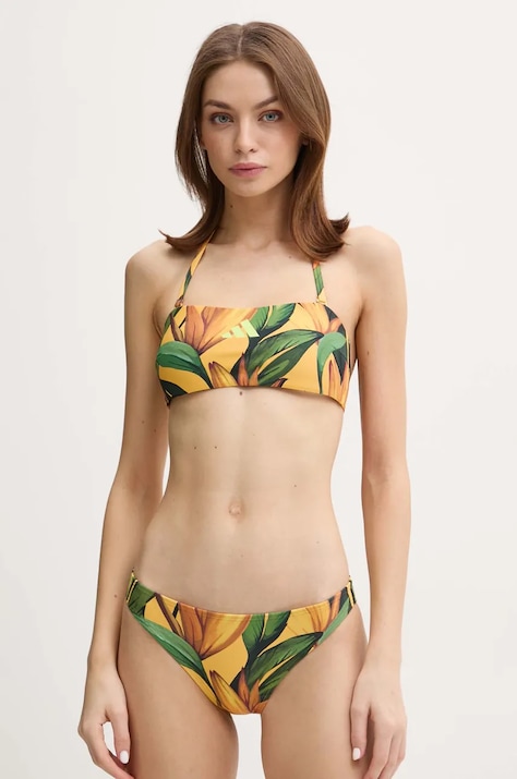 adidas Performance costum de baie din două piese x Farm Rio culoarea galben, cupa usor rigidizata, JF6037
