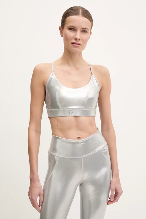 Sportovní podprsenka Reebok LUX Collection stříbrná barva, 100214626