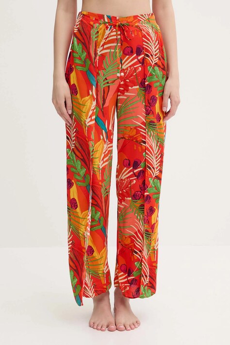 Desigual pantaloni de plaja BAHAMAS PANT culoarea portocaliu, 25SWMW01