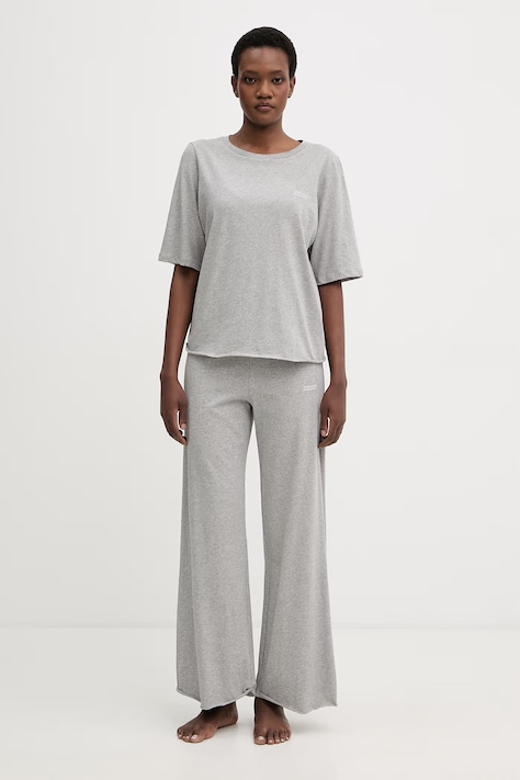 United Colors of Benetton Pijama din două piese pentru femei din bumbac gri 35VB3P03P