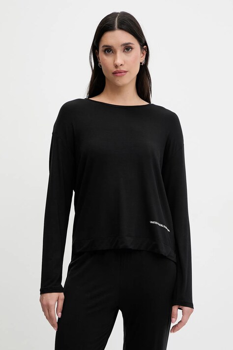 Піжамний лонгслів United Colors of Benetton колір чорний 36MX3M07B