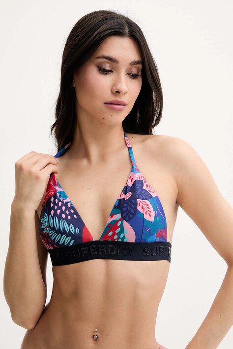 Plavková podprsenka Superdry tmavomodrá barva, mírně vyztužený košík, W3010426A-E8D