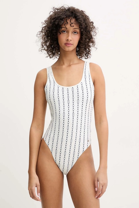 Tommy Hilfiger jednoczęściowy strój kąpielowy kolor beżowy miękka miseczka UW0UW05905