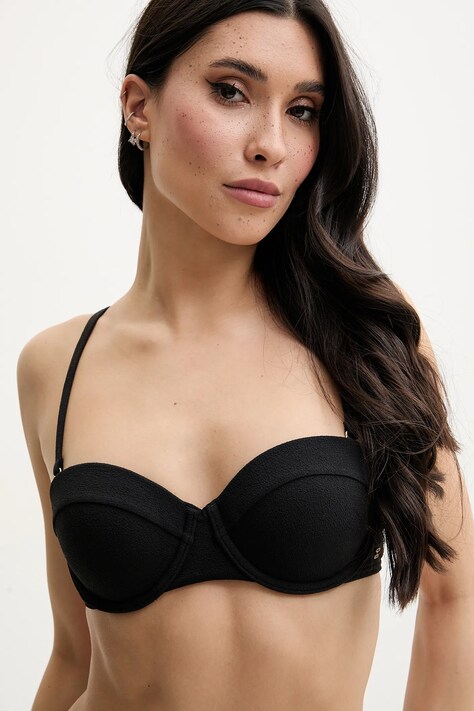 Tommy Hilfiger sutien de baie culoarea negru, cupa usor rigidizata, UW0UW05814