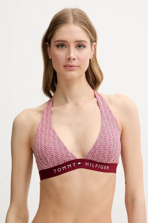 Tommy Hilfiger sutien de baie culoarea bordo, cupa usor rigidizata, UW0UW05945