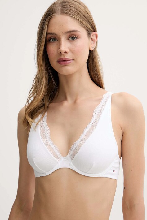 Tommy Hilfiger sutien culoarea alb, dantela, melanj, UW0UW05734