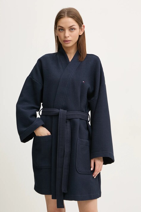 Хлопковый халат Tommy Hilfiger цвет синий UW0UW05770