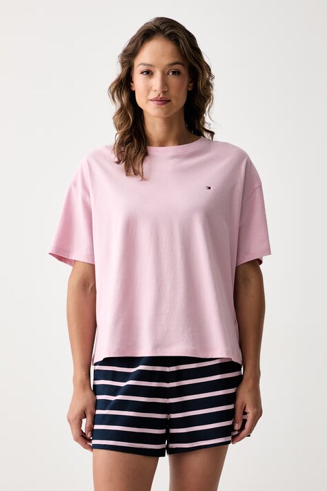 Tommy Hilfiger piżama dwuczęściowa damska bawełniana różowa UW0UW05760