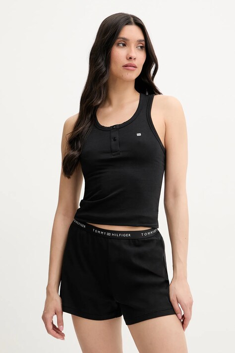 Πιτζάμα Tommy Hilfiger χρώμα: μαύρο, UW0UW05890