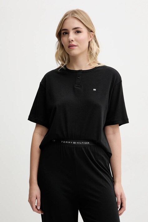 Pyžamové tričko Tommy Hilfiger černá barva, UW0UW05778