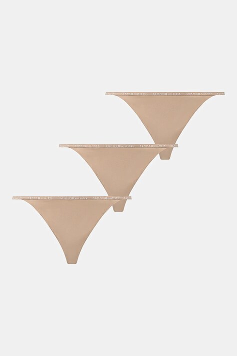 Tommy Hilfiger tanga 3-pack culoarea bej, UW0UW05756