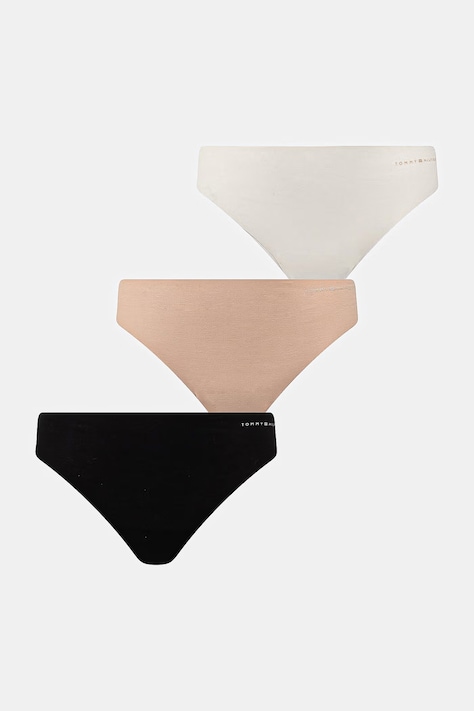 Tommy Hilfiger stringi damskie bawełniane z elastanem 3-pack beżowe UW0UW05959