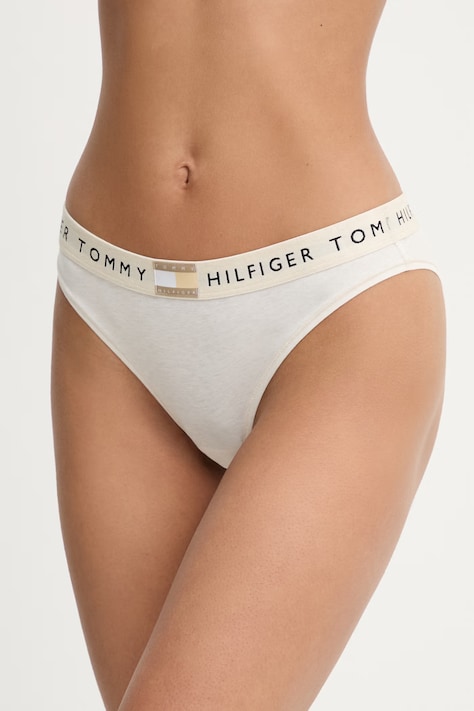Tommy Hilfiger nohavičky dámske bavlnené s elastanom béžové UW0UW06038