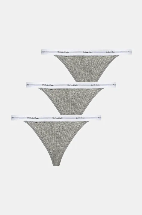 Tanga Calvin Klein Underwear 3-pack šedá barva, LV00QD5308