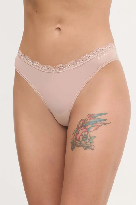 Kalhotky brazilky Calvin Klein Underwear béžová barva, LV00QD5270