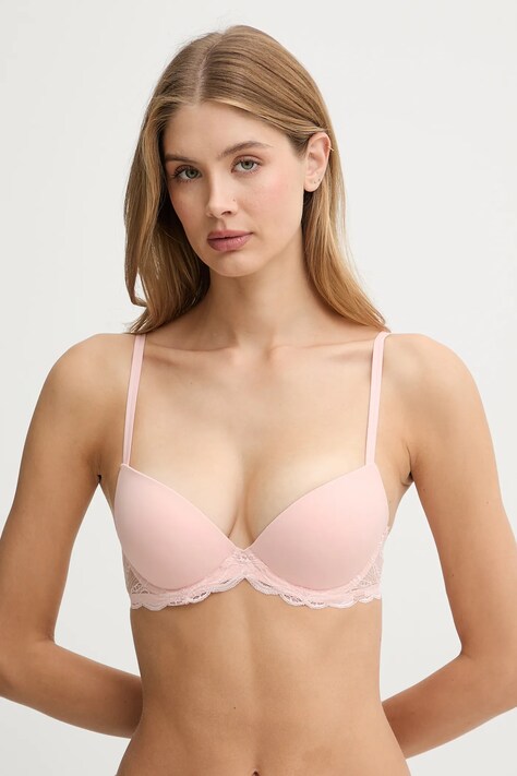 Calvin Klein Underwear biustonosz kolor różowy koronkowy gładki LV00QF8122