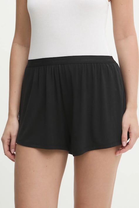 Kratki donji dio pidžame Calvin Klein Underwear za žene, boja: crna, s čipkom, LV00QS7378