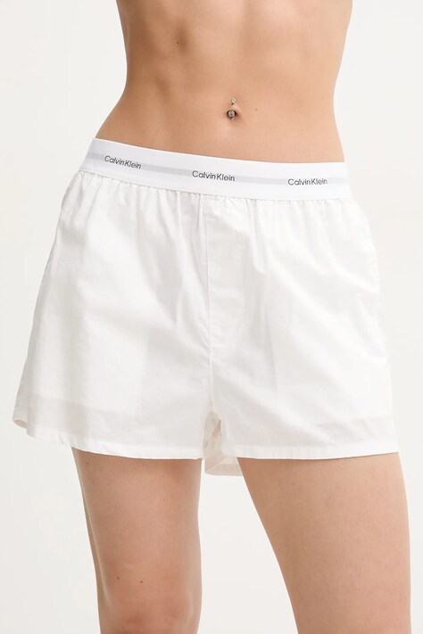 Βαμβακερή πιτζάμα σορτς Calvin Klein Underwear γυναικεία, χρώμα: άσπρο, LV00QS7411