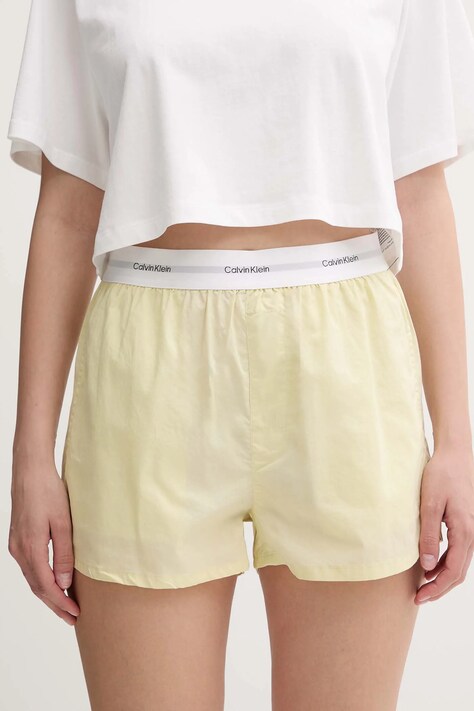 Calvin Klein Underwear pantaloni scurți de pijama din bumbac femei, culoarea galben, bumbac, LV00QS7411