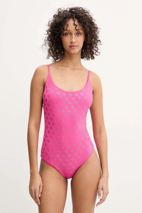 Guess costum de baie dintr-o bucată culoarea roz, cupa moale, E5GJ14 MC040