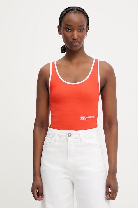 Karl Lagerfeld Jeans top dámský s bavlnou oranžový A2W17021