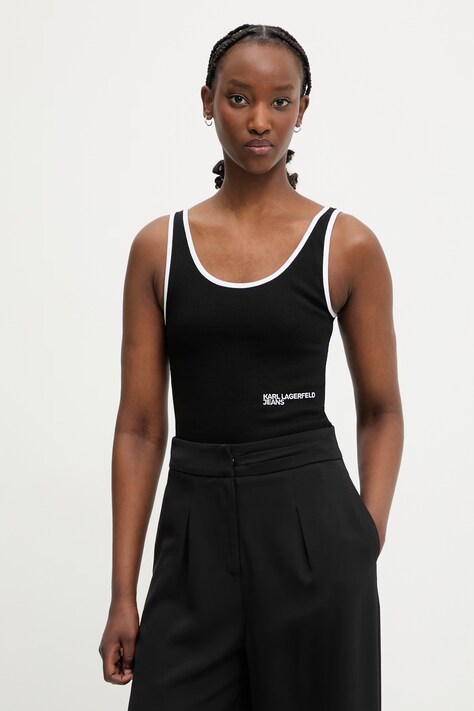 Karl Lagerfeld Jeans ženski top s pamukom crni A2W17021