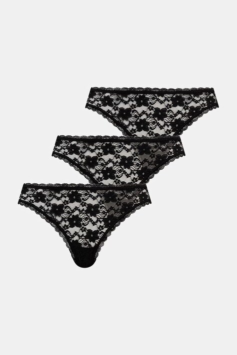 Guess brazyliany 3-pack kolor czarny z koronki O5RG16 KC5L0