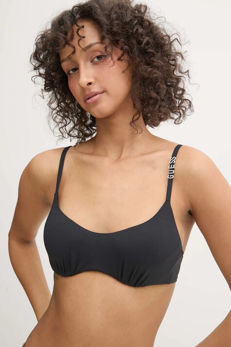 Plavková podprsenka Guess černá barva, vyztužený košík, E5GJ11 MC040