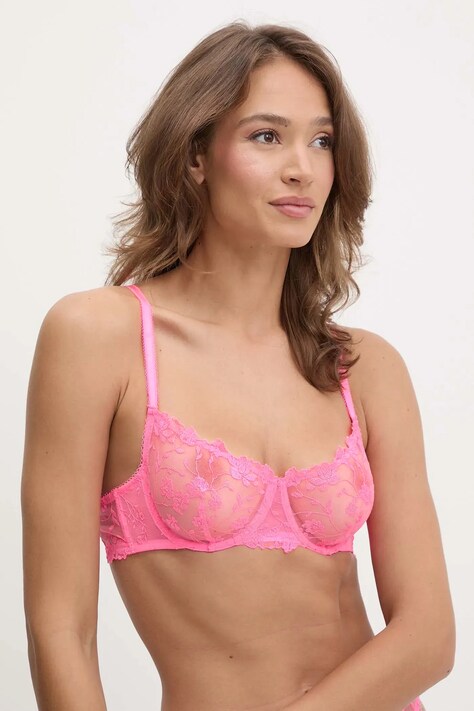 Guess sutien MAYA culoarea roz, transparent, modelator, O5GC15 KCQC0