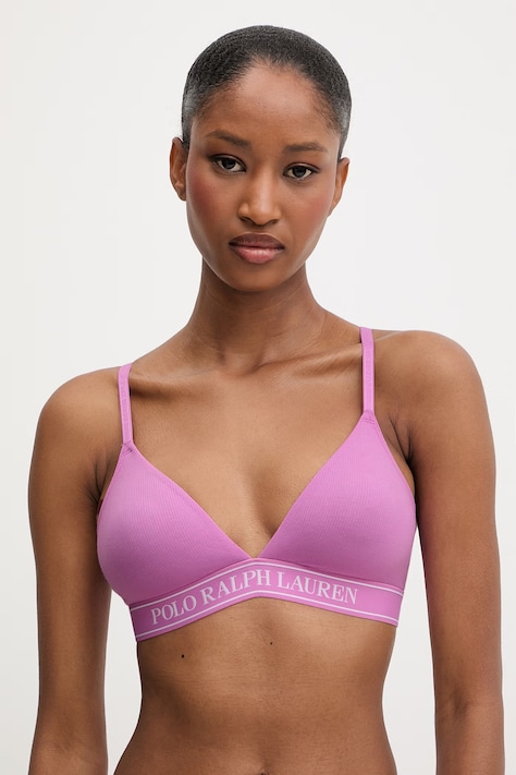 Polo Ralph Lauren biustonosz trójkątny z bawełną fioletowy 4P0480