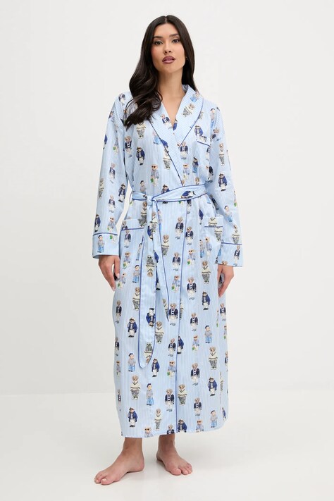 Polo Ralph Lauren szlafrok bawełniany kolor niebieski 4P0248