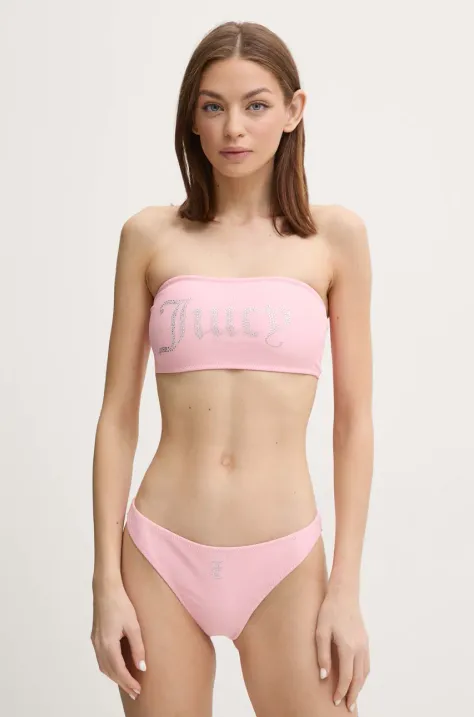 Juicy Couture dwuczęściowy strój kąpielowy ARIEL BANDEAU kolor różowy miękka miseczka JCIT122001