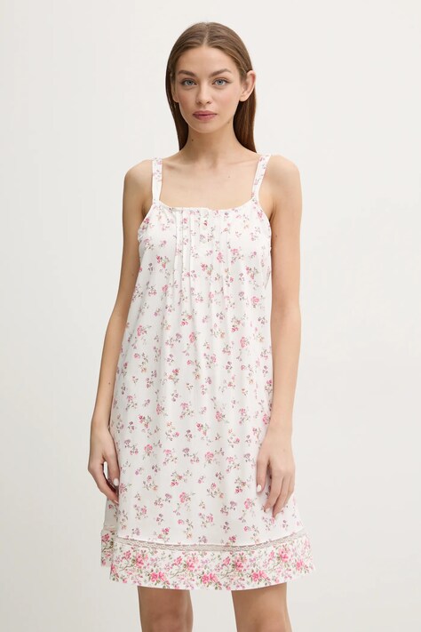 Lauren Ralph Lauren cămașă de noapte din bumbac femei, culoarea alb, bumbac, ILN22408