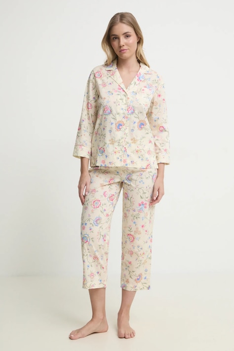 Pyžamo Lauren Ralph Lauren dámska, béžová farba, ILN92411