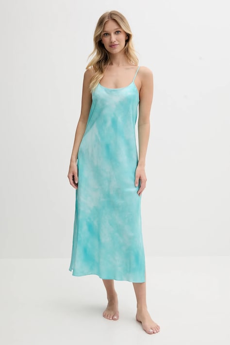 Lauren Ralph Lauren cămașă de noapte culoarea turcoaz, satin, ILN02425