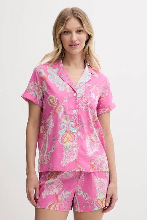 Pyžamo Lauren Ralph Lauren dámské, růžová barva, ILN12424