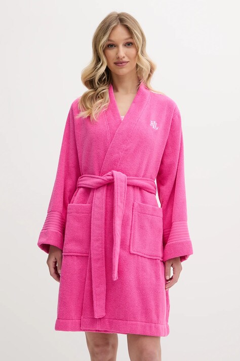 Бавовняний халат Lauren Ralph Lauren колір рожевий ILN42435