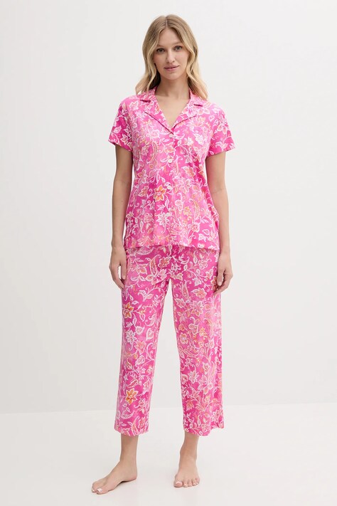 Pižama Lauren Ralph Lauren ženska, roza barva, ILN92428