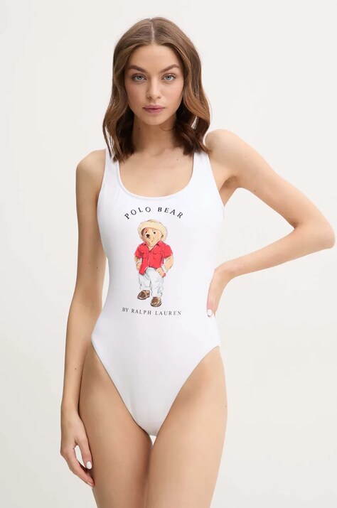 Jednodílné plavky Polo Ralph Lauren bílá barva, mírně vyztužený košík, 21598410